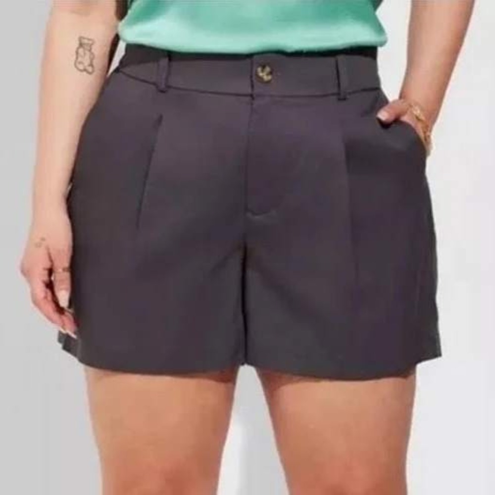 Torrid Women's 12 Periscope Shorts Grey 5 Inch Stretch Linen Blend High-Rise New